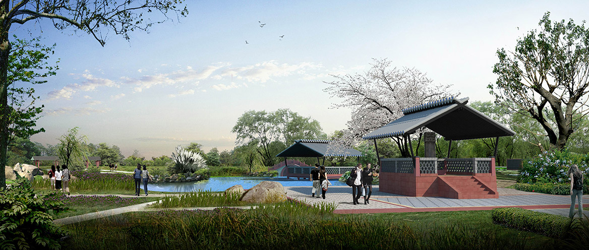 洪梅鎮烏沙村村莊規劃設計紀念（niàn）公園節點效果圖一