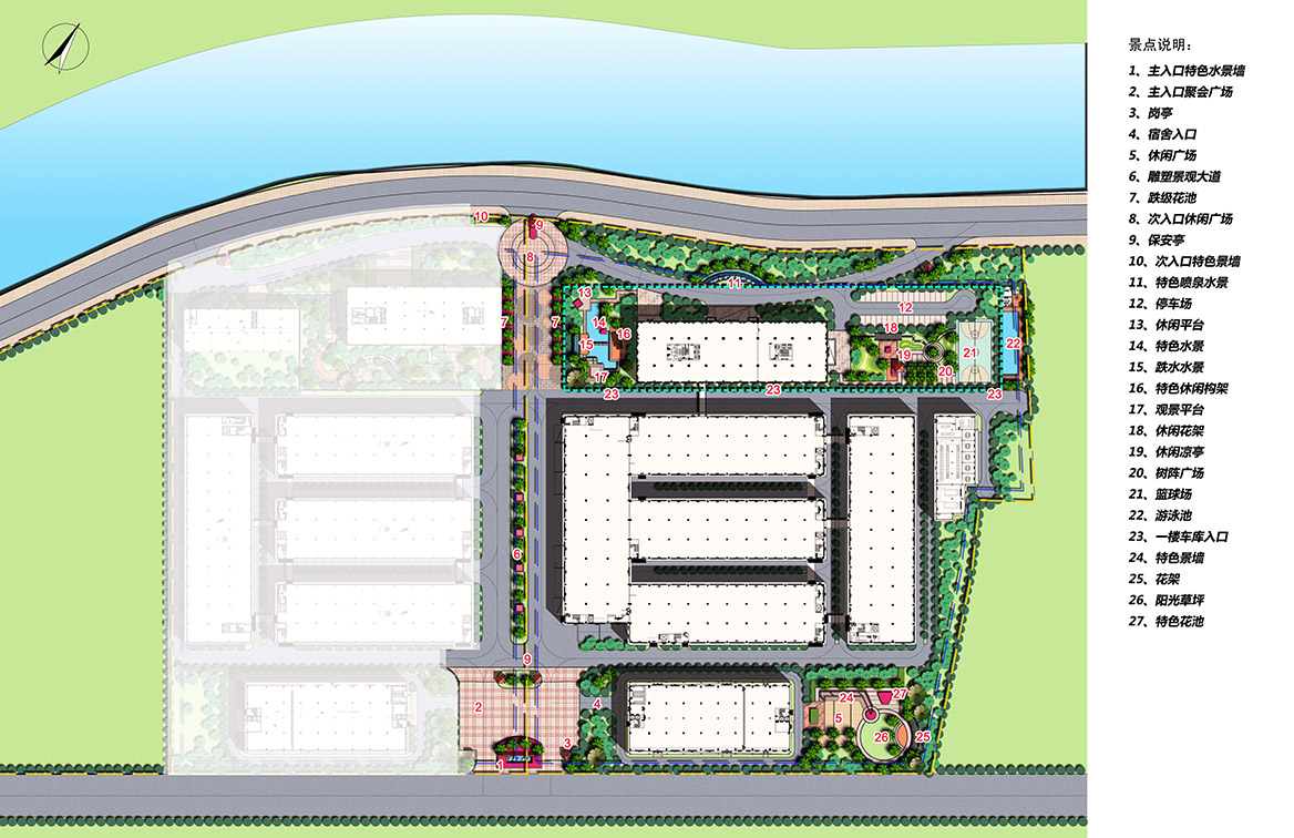 東莞銘豐廠景觀概念設計總平麵標注圖