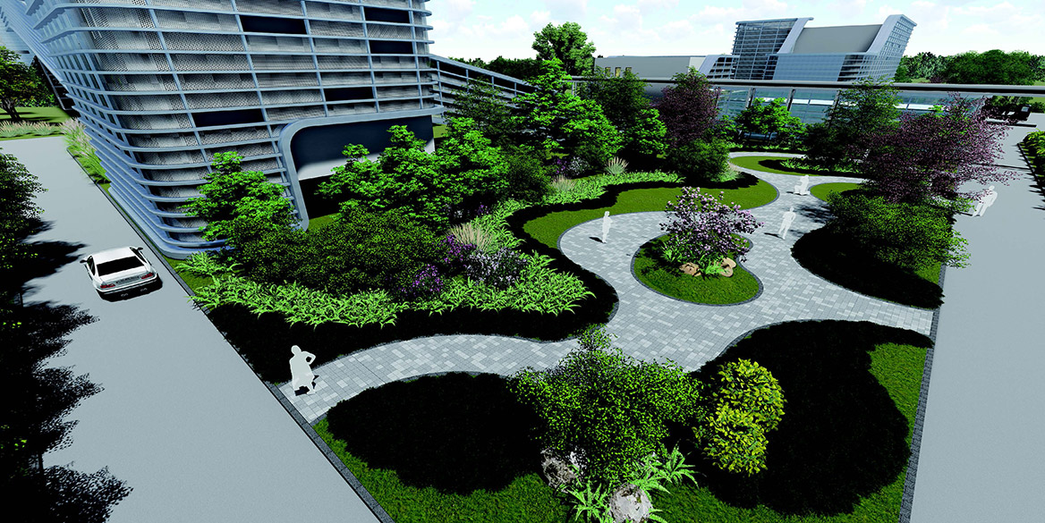 環保公司廠區（qū）園林（lín）景觀設（shè）計效果圖（tú）