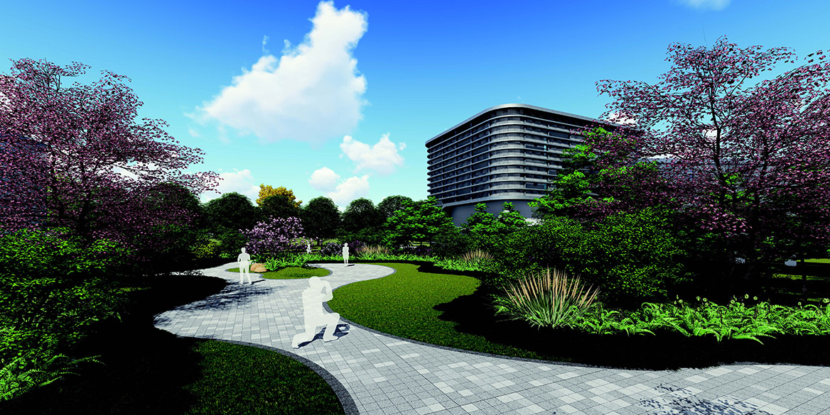 環保公司廠（chǎng）區園林景觀設計效果圖2