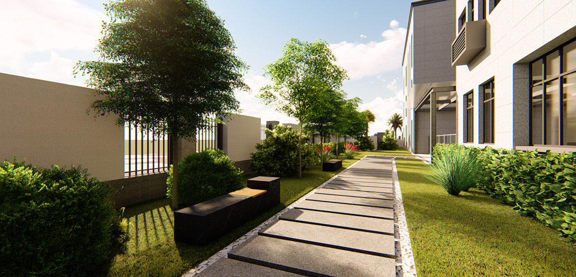 宿舍後汀步效果圖